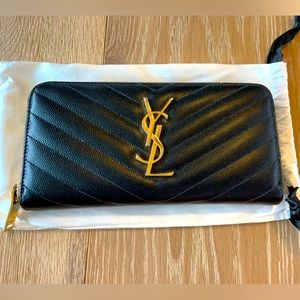 YSL Monogram Cavier Zip-Around Wallet